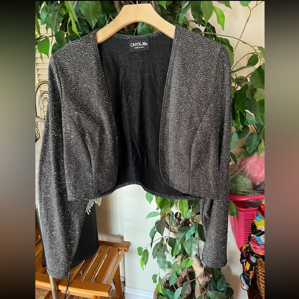 Onyx Nite Black and Silver Shimmer Shrug